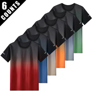 6-piece running sports T-shirts, short-sleeved moisture-wicking and quick-drying tops, suitable for fitness, casual wear and hiking trips, available in multiple colors