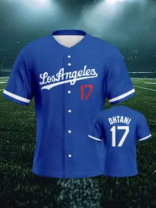 Los Angeles #17 Blue Baseball Jersey Premium lettering and numbering print Comfortable and skin-friendly Quick-dry and breathable All-season sportswear Stylish casual T-shirt Sports Top