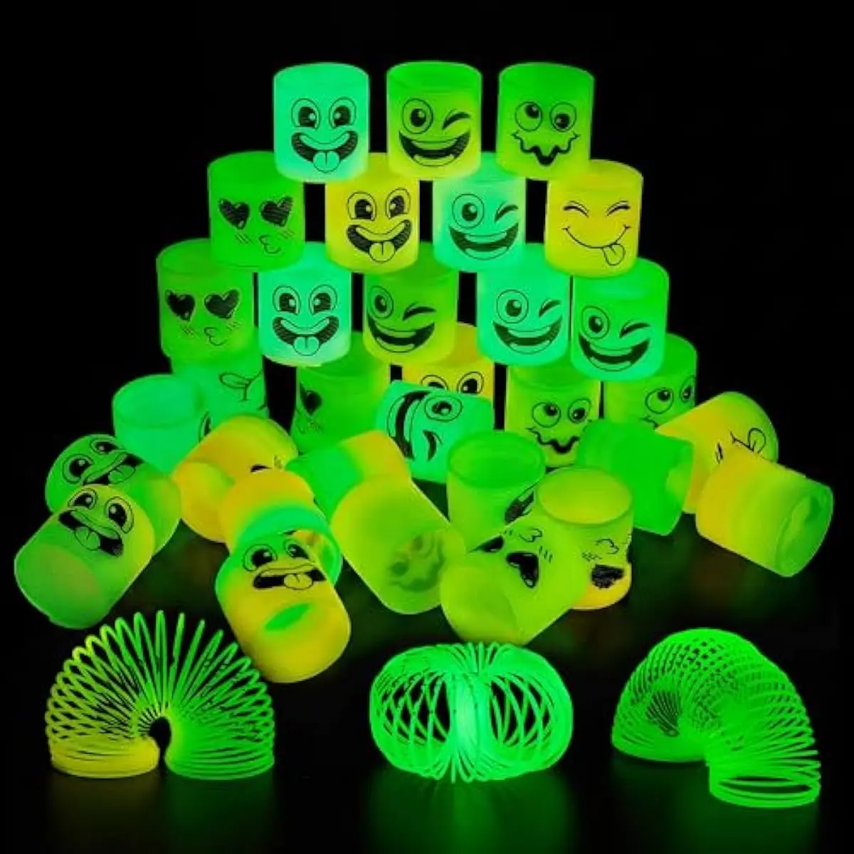 30 Pcs Glow in Dark Spring Rainbow Party Favor, Mini Plastic Glow in the Dark Party Favors, Fidget Stress Coil Mini Springs Bulk Toys for Carnival Prize Birthday, Classroom Goodie Bag Stuffers