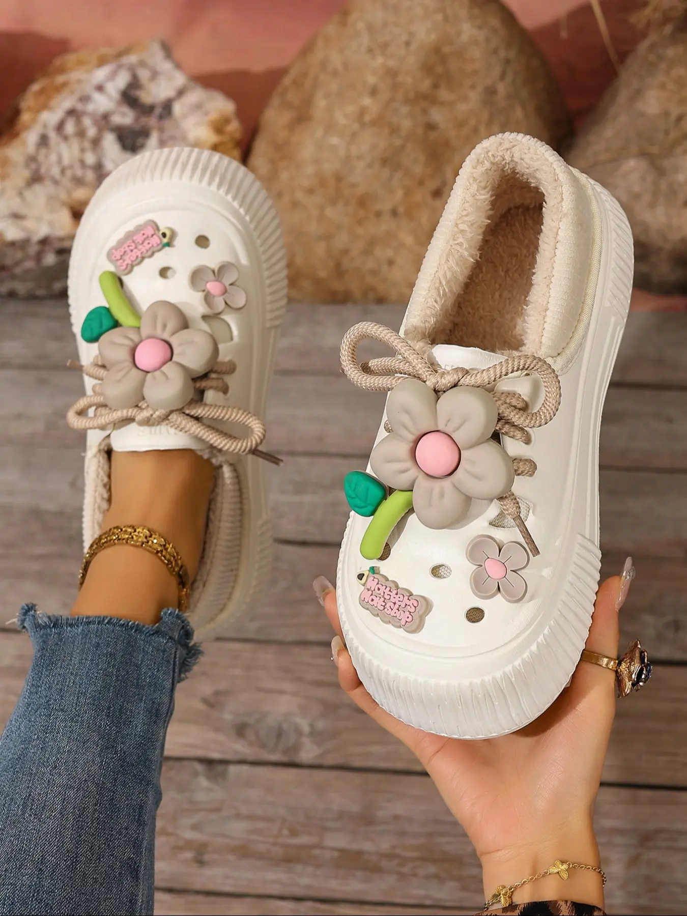 Couple Plain Fluffy Fleece Lined Ankle Casual Boots, Women One-Step Soft Sole Snow Boots, Cute Sunflower New Eva Home Shoes, Warm Winter Flat Short Boots, Footwear