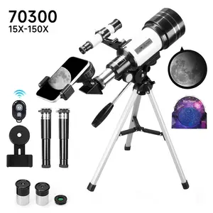 70 mm large-aperture, 300 mm focal length, high-definition zoom astronomical telescope, complete with Bade film filters, a lunar filter, a camera mount and a star chart. The ideal telescope
