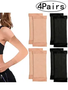 4Pairs-Arm Shaping Sleeves Slimming Arm Cincher, One-Piece Striped Half-Arm Sleeve, Body Sculpting Compression Garment for Women, Arm Shaper