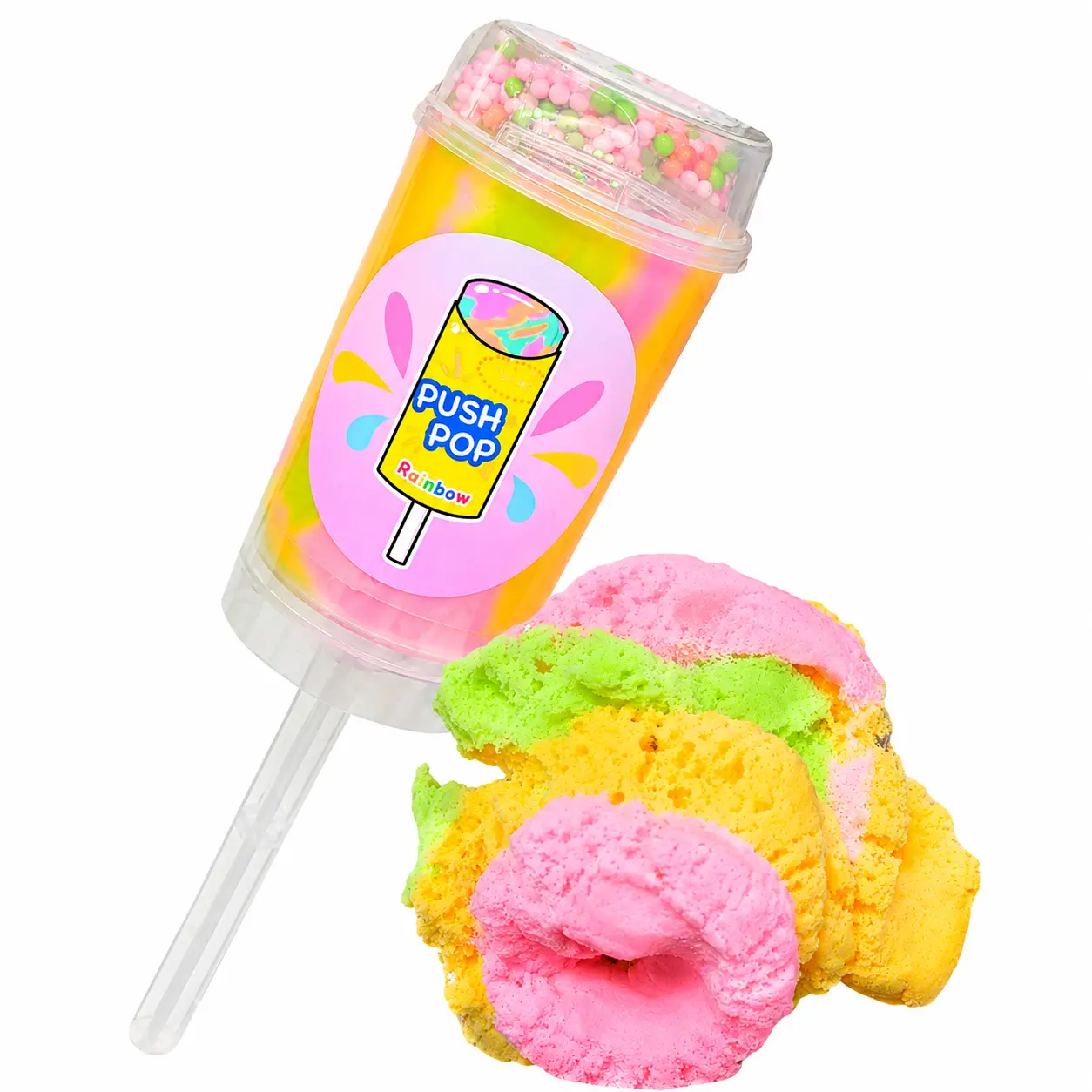 Rainbow Sherbet Slime – Fluffy Cloud Slime with Foam Bead Sprinkle Topping