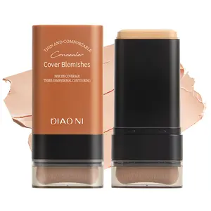 Double-Ended Foundation Stick with Brush Head, Hydrating Moisturizing Lightweight Long-Lasting Concealer, Rubber Eraser Makeup Tool, 100g Liquid Formula