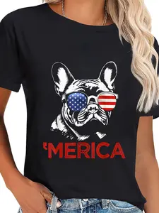 100% Cotton Merica French Bulldog American Flag 4th of July Frenchie T-Shirt