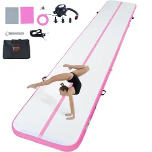 VEVOR Gymnastics Air Mat, TikTokShopBlackFriday, 4 inch Thickness Inflatable Gymnastics Tumbling Mat, Tumble Track with Electric Pump, Training Mats for Home Use/Gym/Yoga/Cheerleading/Beach/Park/Water