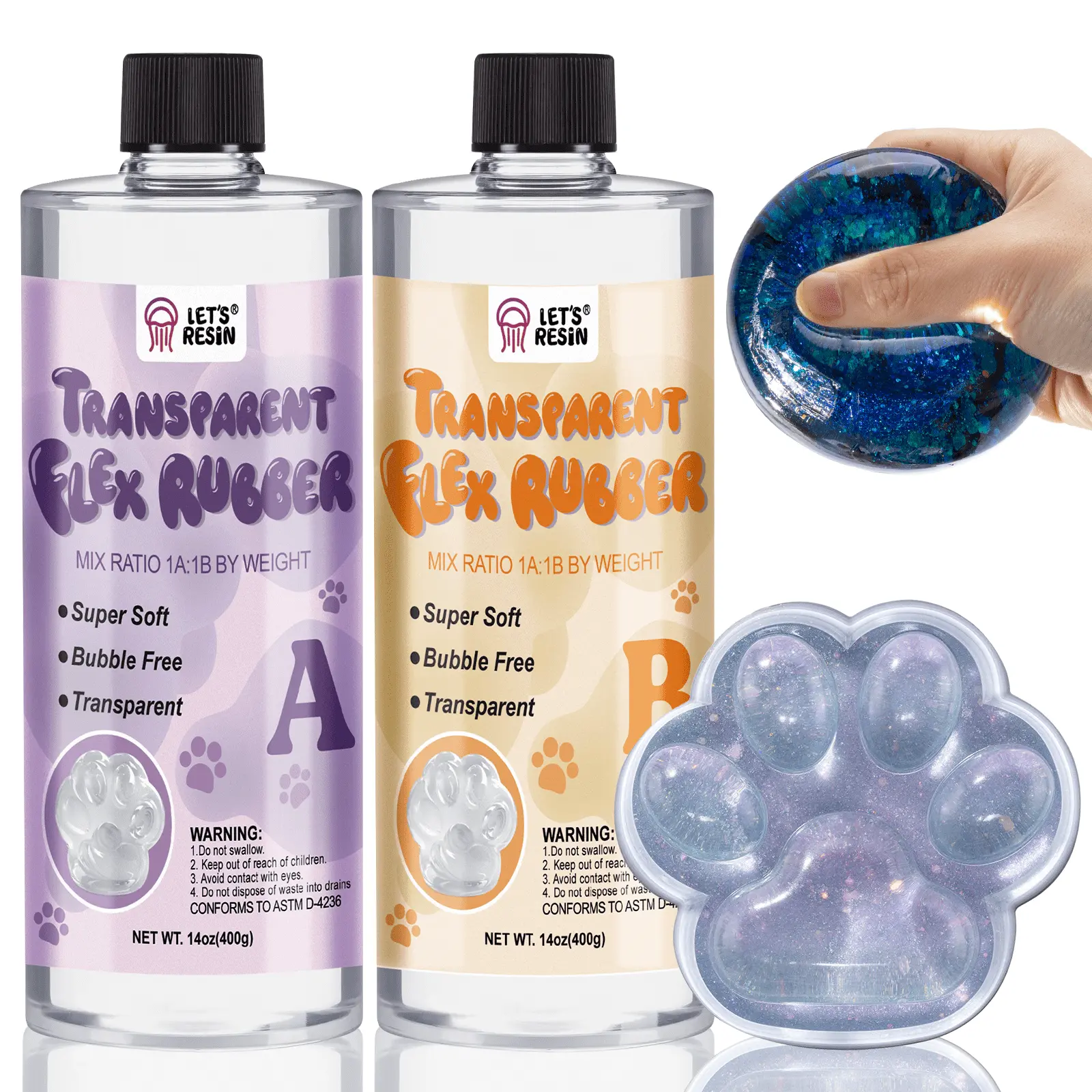 Transparent Gel for Taba Squishy, 28oz Super Soft Flex Rubber for Squishy Maker, DIY Decompression Gift for Cat Paw, Hamster, Artificial Strawberry and Chick Squishy - LET'S RESIN