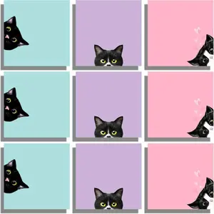 9 Pieces Cat Sticky Notes Set, Self-Adhesive Notebook, Cute Memo Cards, Super Strong Adhesion, Perfect For Any Surface, Practical, Cat Lover Gift, 3x3inch