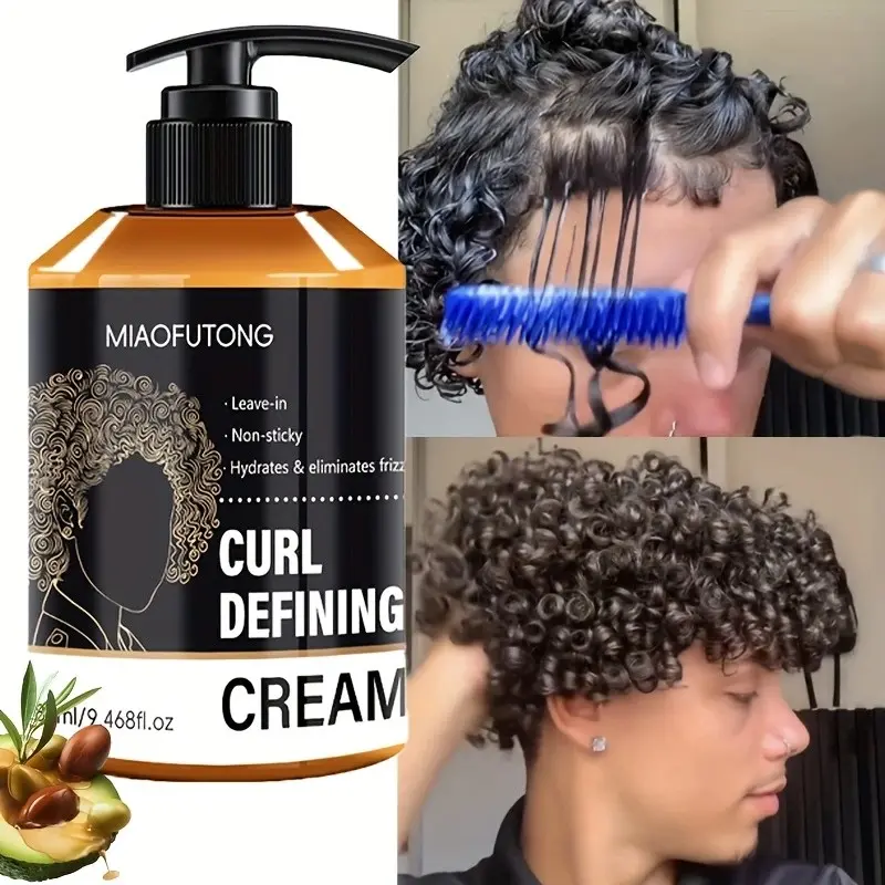 280ml Men's Hair Curling Cream, Curly Haircare, Curly Hair Products, suitable for Curly Fade, Short Curly Crop, enhances hair curliness, deeply moisturizes, nourish hair, control frizz, and make hair silky smooth