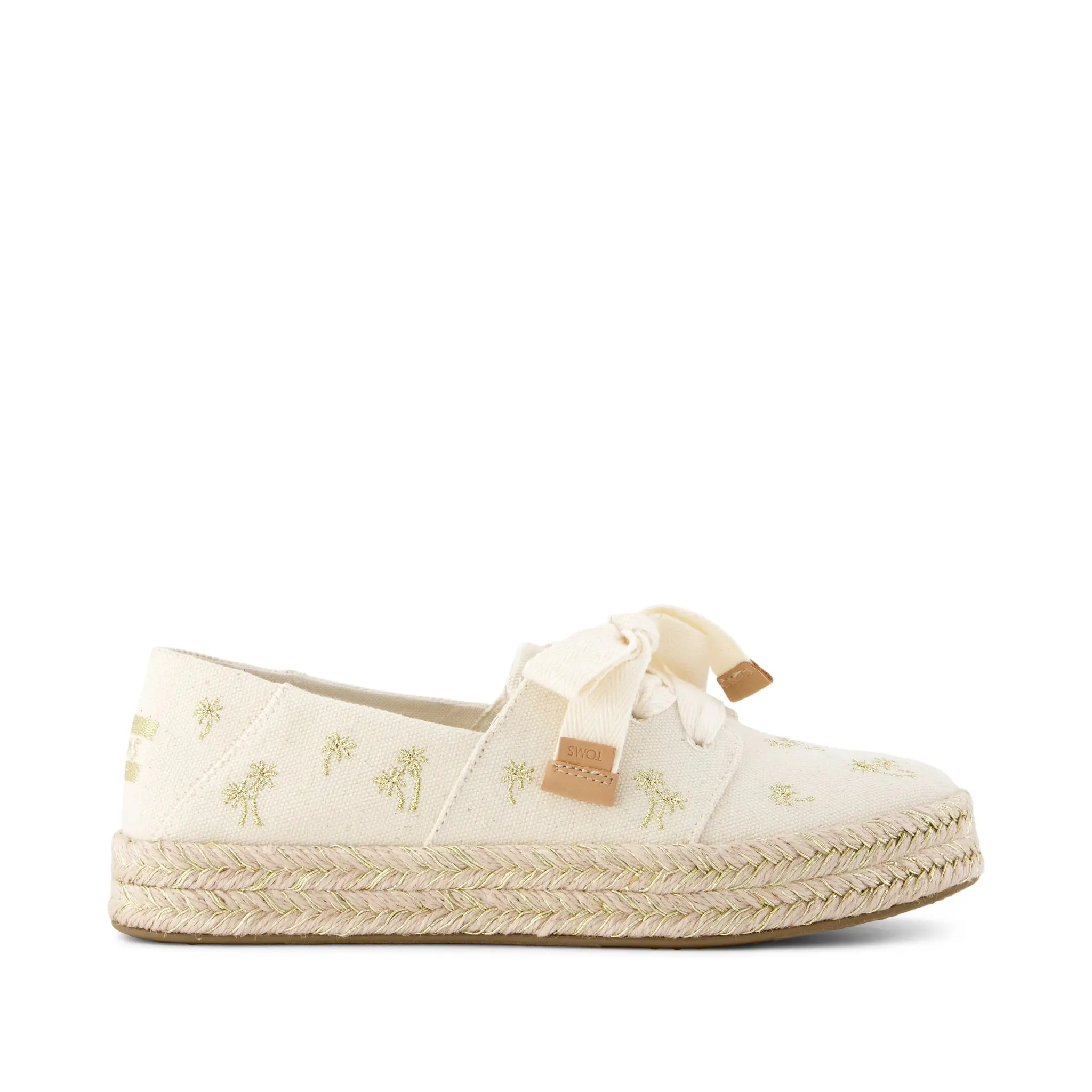 Womens Carolina Lace-Up Espadrille Metallic Embroidered Palm Trees