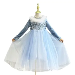 sandy Children's Feather Princess Dress Suitable for Autumn and Winter, Warm and Cute Halloween Christmas Costume, Girl's Birthday Gift, Party Outfit halloween costume elegant dress Light Blue Lace Princess Dress Romantic Edge Valentine's Set