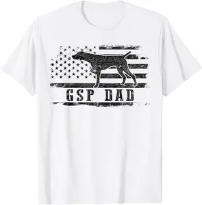 GSP Dad USA American Flag German Shorthaired Pointer Dog Unisex T-Shirt Sweatshirt Hoodie Cotton Soft Classic Collar