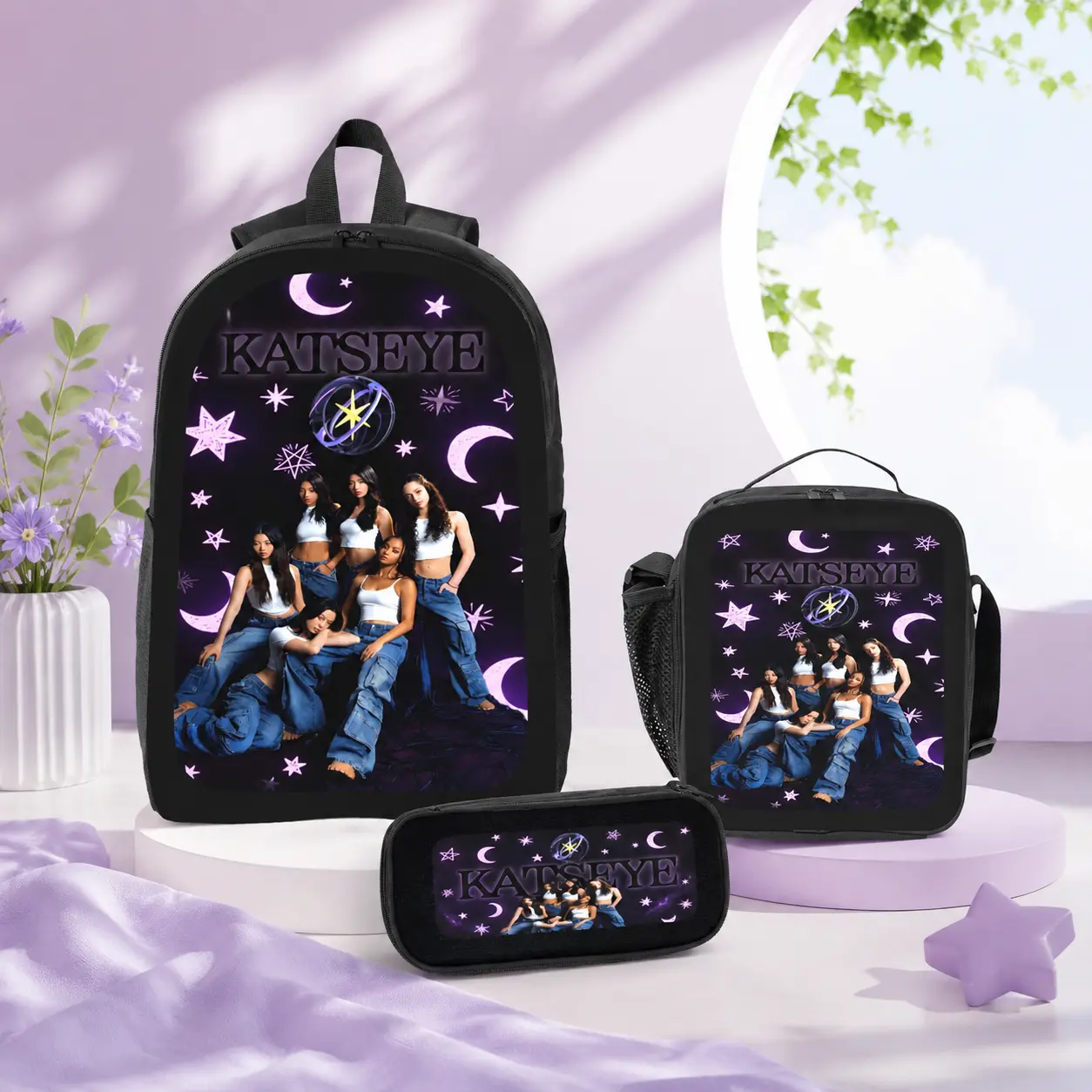 Aesthetic Pink 3-Piece Backpack Set for Teen Girls, Cute Lightweight Preppy Bag with Lunch Box & Pencil Case for School, Graduation & Daughters Gifts, Back To School Haul, Organizer