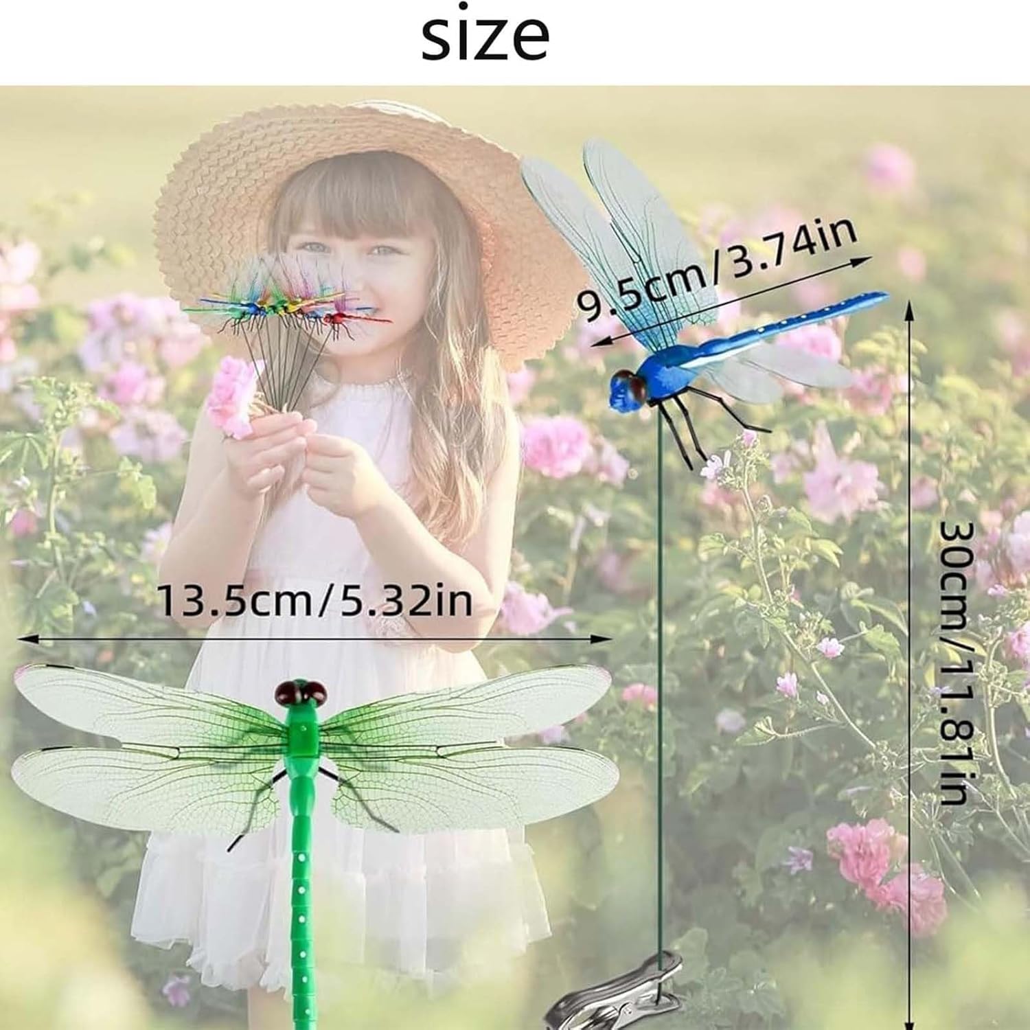 12 Pack Dragonfly Fly Repellent Clip, 3D Fake Dragonfly Garden Decor, Chemical-Free Insect Repellent for Patio, Backyard, Outdoor Plants and Camping Use