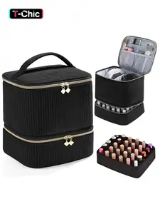 Nail Polish Organizer Case, Nail Supplies Storage Box Holds 30 Bottles Nail Polish & Nail Lamp, Travel Nail Tech Carrying Case, Nail Kit Bag For Nail Stuff & Manicure Tool, Gift for Manicurist, Girls, Makeup Storage Bag