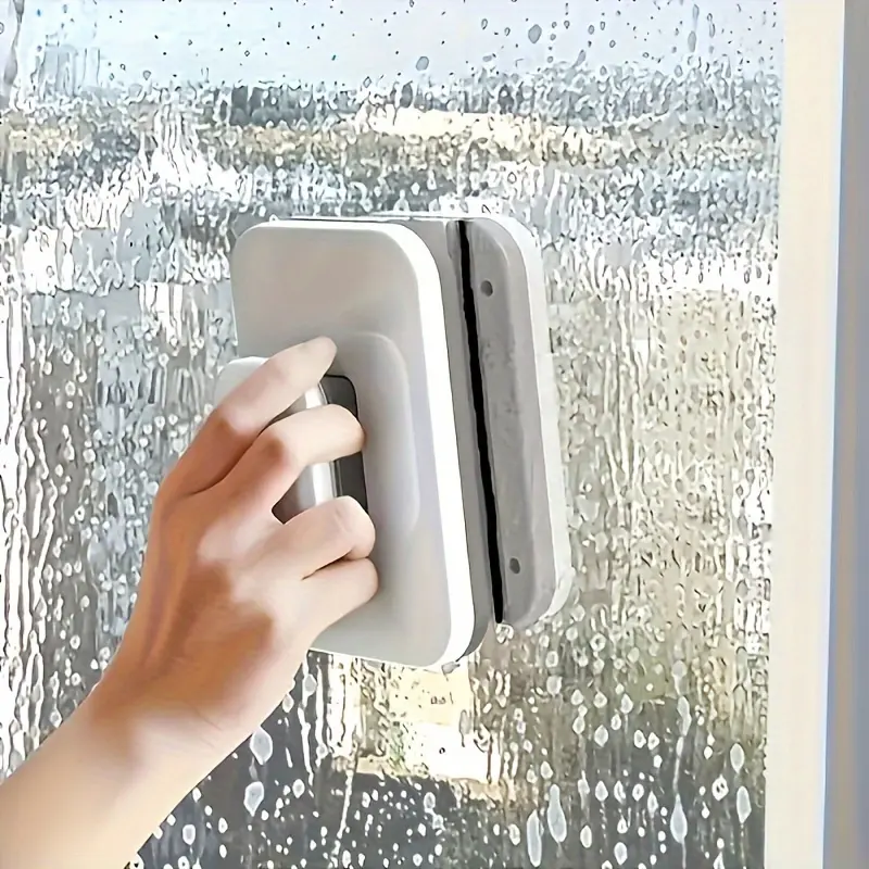 Double Sided Magnetic Window Cleaning Brush, Handheld Safety Cleaning Tool, Anti-pinch Design Window Cleaning Tool with Safety Rope for 3-10mm Thickness Glass, House
