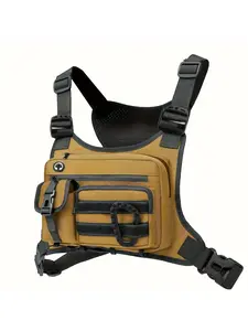 Unisex Chest Bag with Adjustable Straps, Multiple Pockets, Ideal for Outdoor Running, Hiking, Sports, Secure Storage, Sporty Style
