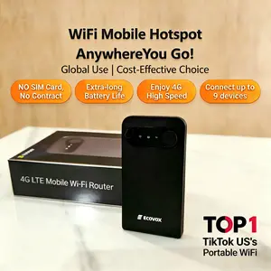 ECOVOX 2026 4G LTE Portable WiFi | No SIM Card No Contract | Multiple Networks 9 Devices | Free 1GB Local Data | Travel Camping RV Essential Wireless Wifi Modem Wifi Battery Powered