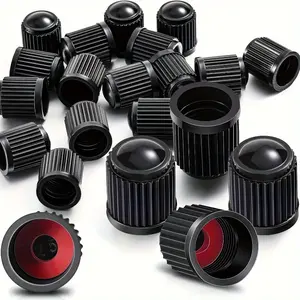 50pcs Black Plastic Tire Valve Dust Covers, Tire Pressure Caps - Fit for Cars, Motorcycles, Trucks, Bicycles & Bikes - Durable Protection Against Road Debris, Tire Accessories, Cylindrical Design, Secure Fit Design