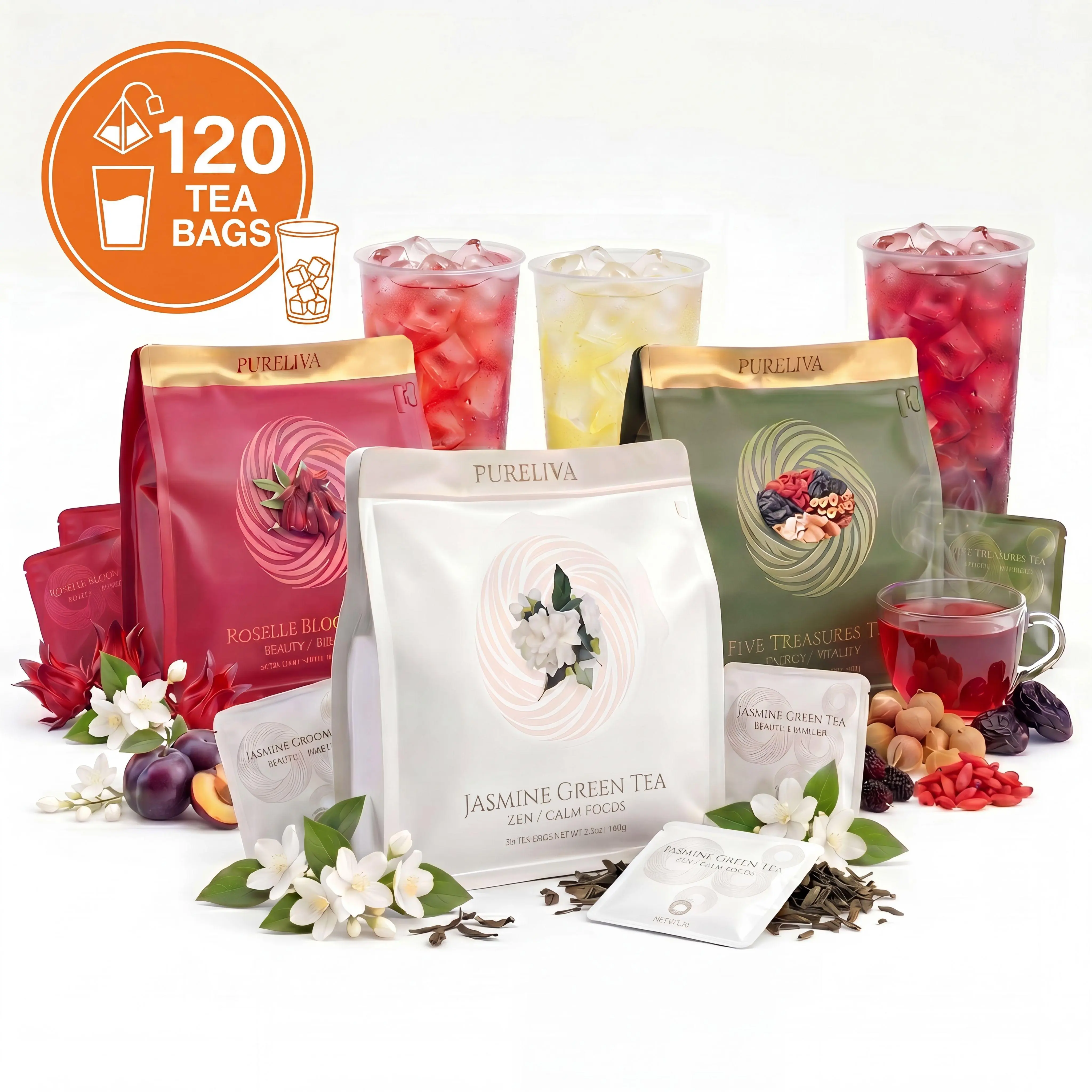 60Tea Bags PURELIVA Herbal Tea Bags, Herbal Wellness Tea Collection | Choose Your Blend | Energy Support, Women's Wellness, Weight Management, Kidney Support, Digestive Support, Sleep Support | Natural Herbal Tea for Daily Wellness