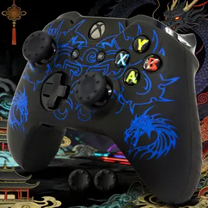 Controller skin for Xbox One, BRHE anti-slip silicone cover protector case accessories set for Microsoft Xbox One wireless/wired gamepad joystick, includes 2 thumb grip caps