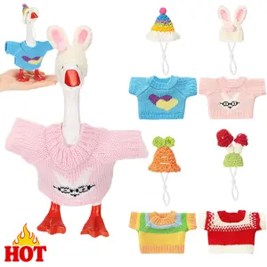 4 Set Mini Desk Goose 7 Inch Cute Knitted Outfits Magnetic Goose Key Holder Multiple Colors Clothes for Magnetic Goose Statue Key Holder Decorate Christmas Home Desktop Decor