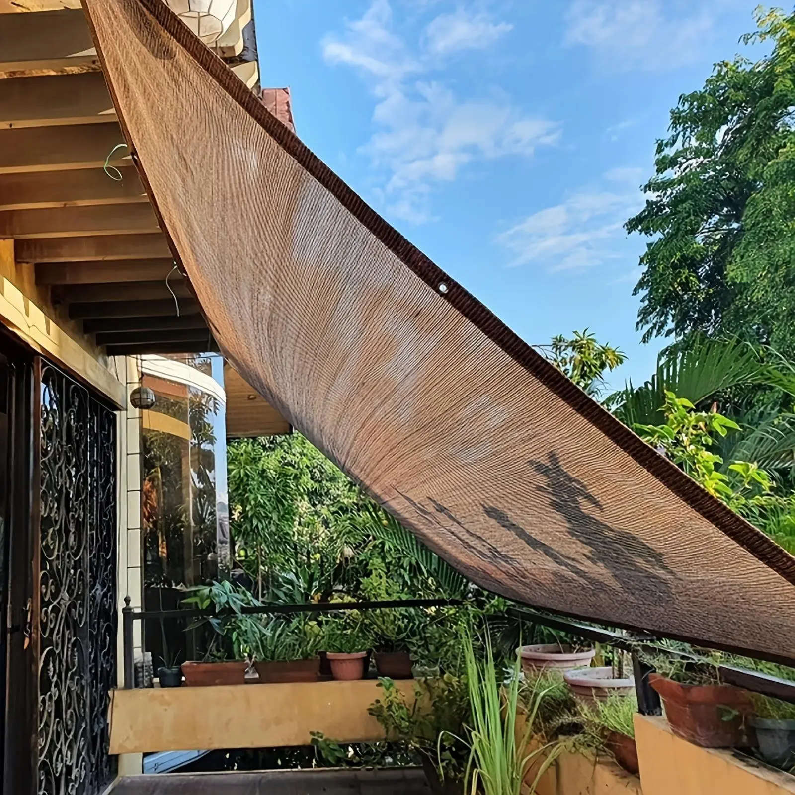 1pc Sun Shade Cloth Balcony Fence Privacy Screen Shade Sail Outdoor Fabric Blinds 80% Sunshade Wind Block Covering With Grommets UV Protection For Apartments Railing Patio Porch Gazebo Garden Pergola Cover Canopy, Outdoor Sun Shades For Patio