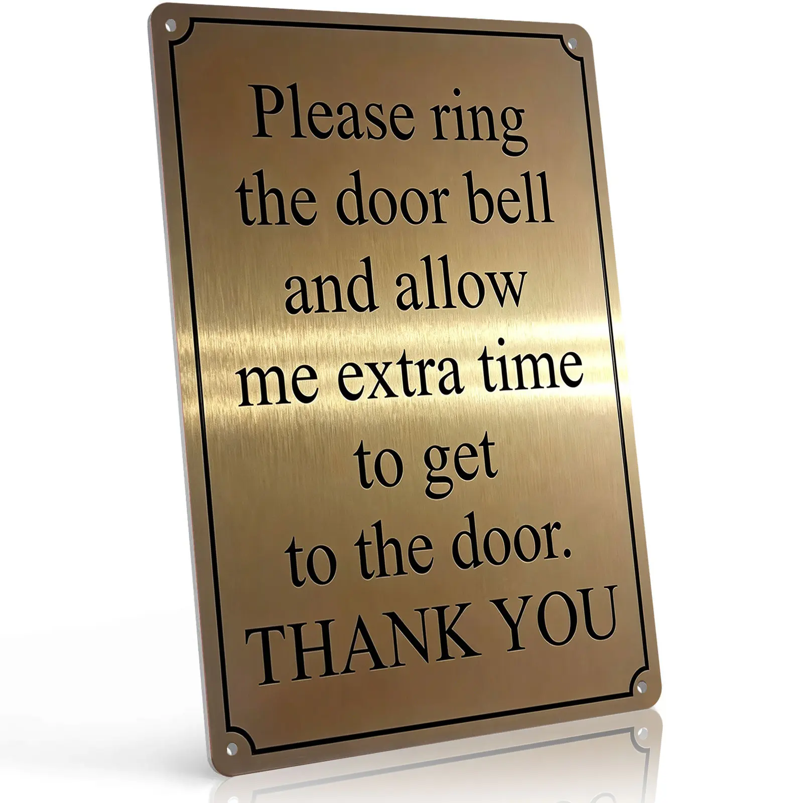 8x12 in Rectangle Decorative Metal Aluminum Hanging Sign - "Please Ring The Doorbell For Extra Time" - Retro Brass Style Tin Poster - Durable, Weatherproof Home Decor Plaque - Polite Front Porch Decor Sign with Wall Mount for Homeowners
