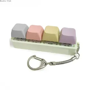 4-in-1 Sensory Fidgets Keyboard Clicker Keychain, Mini Bag Accessory Portable EDC Luggage Gadget with Simulated Click Sound, Compact Pocket Stress Relief Aid for Adults