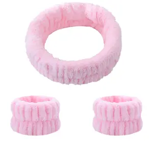 Hairband and wristband set for women to wash face, non-slip headband, pleated hair accessories, hair band