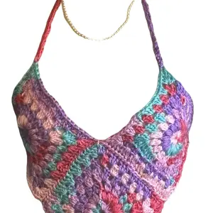 Crochet Granny Square Raver Top for Women - Tube Style - Womenswear crop tops