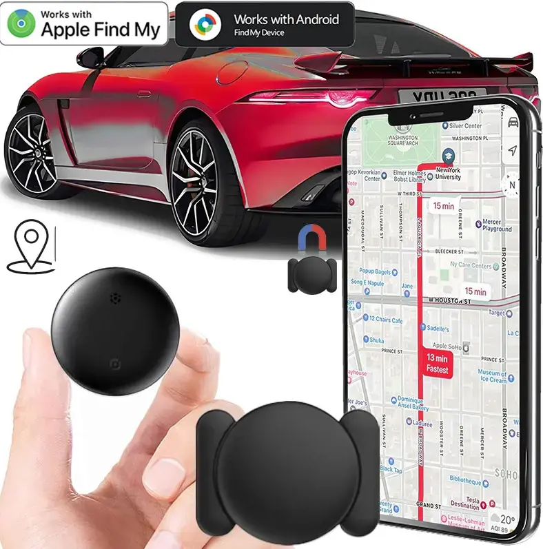 2PCS Wireless Weatherproof GPS Trackers - Magnetic Hidden Locators, Compatible with iOS Apple Find My Device, Supports Custom Points of Interest