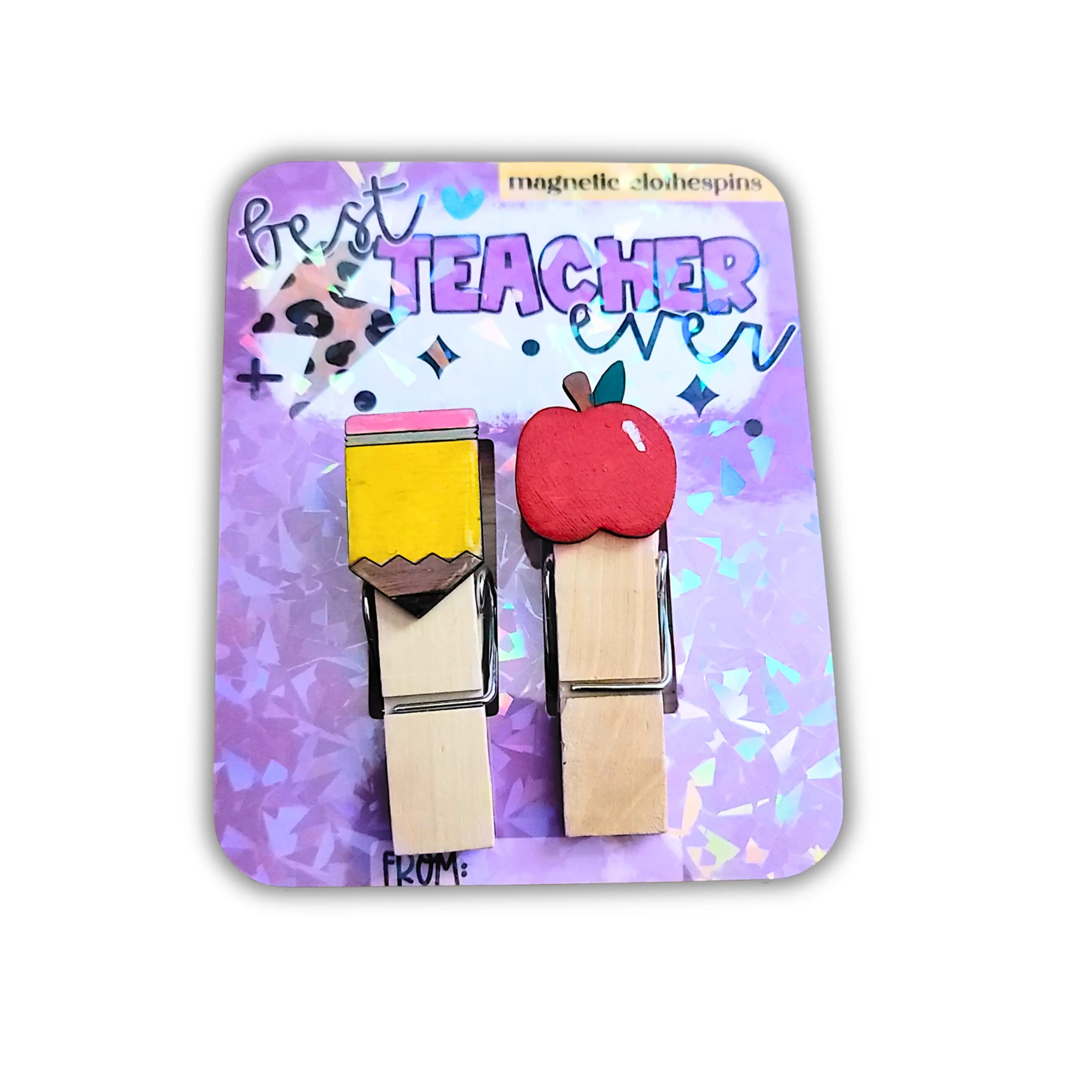 Hand-Painted Magnetic Clothespins - Magnetic Clip Set with Vibrant Designs, Neodymium Magnets, Personalized Gift for Staff & Students, Office Stationery for Classroom Organization & Decor