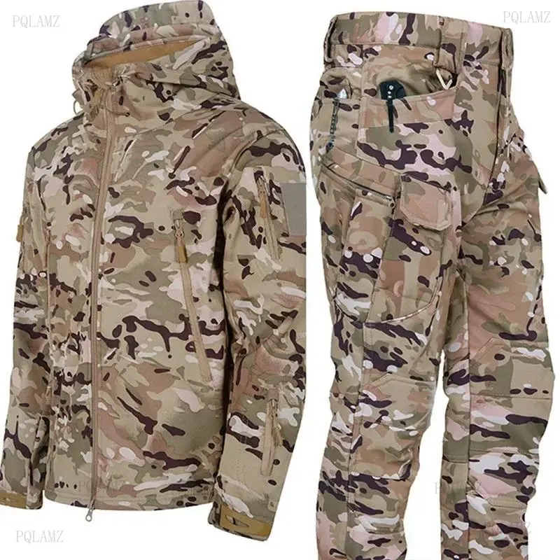 2025 Men's Winter Tactical Active Jacket Set - Fleeced, Windproof, Waterproof, Padded, Camo, Multi-Pocket Athletic Outerwear for Outdoor Sports, Athlete Jackets