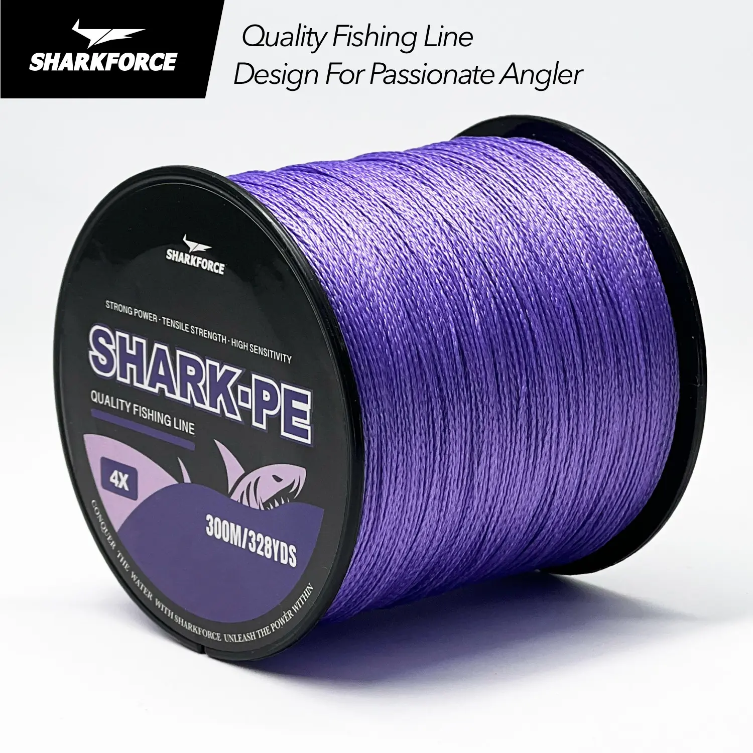 Sharkforce 300m 4 Strand Durable Braided Fishing Line, Smooth Carp Fishing Line, Wear-Resistant Braided Line for Lure, Saltwater and Freshwater, Ice Fishing, Fishing Tackle, Fishing Equipment, Fishing Stuff