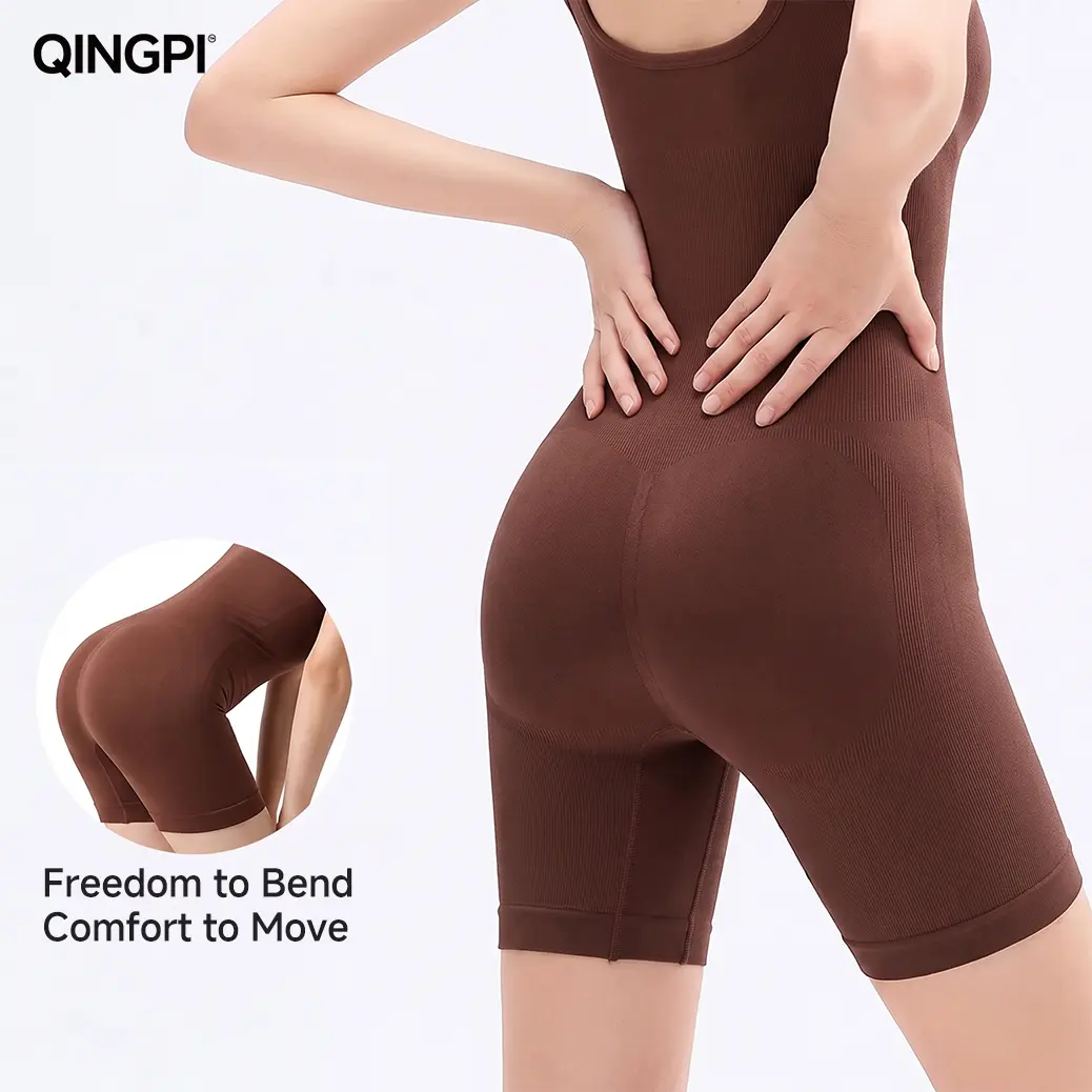 QINGPI Tummy Control Butt Lifter Faja Bodysuit,Back Support Scrunch Back Overlap Design,Postpartum Recovery Full Body Shaper with Cotton Gusset, Colombian Fajas Everyday Wear for Women tuck garment