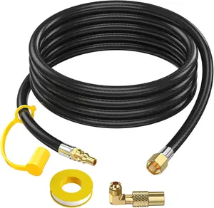 Alloxity 12 FT RV 1/4'' Quick Connect Propane Hose,3/8 Female Flare Nut for Camp Chef Explorer, Fire Bowl Camping Stove Grill Fire Pit Heater,with Elbow Adapter for Blackstone Griddle 17"/22"