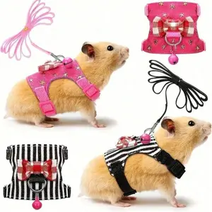 Pet Carrier Backpack Set with Leaf Decoration, Bowknot & Bell Accessories, Ideal for Guinea Pigs Hamsters Mice Outdoor Walks