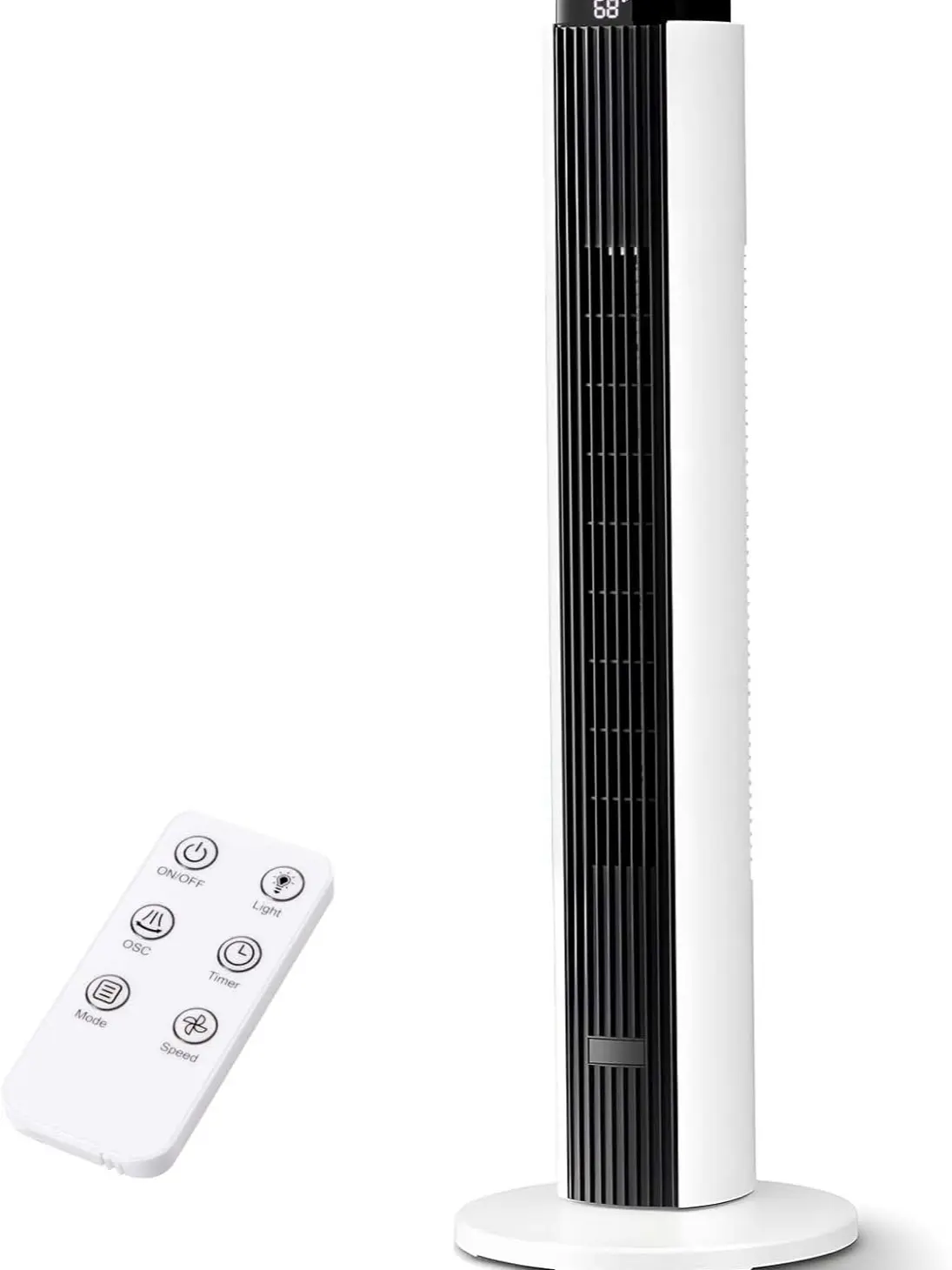 [DealsForYouDays]【NOT AC】Antarctic Star 37inch Tower Fan - Portable Electric 80° Oscillating Fan,LED Display With Touch And Remote Control, Quiet Operation, 6 Speed Settings & 12H Timer, Bladeless Standing Floor Fan for Bedroom & Office Black & White