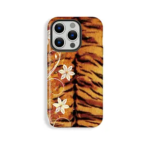 Stylish hard phone case with millennial style tiger pattern flower pattern, y2k, Cool Protective Case, Gift for Him or Her, Shockproof, Double Shell Anti-drop, Wear Resistant, Phone Case Suitable for Iphone 11/12/13/14/15/16/17 Pro Promax Plus Air, Cover,