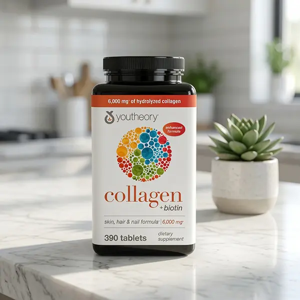 Collagen + Biotin Advanced Supplement - Hydrolyzed Collagen Peptides with Vitamin C & Vitamin B - Supports Hair Skin Nails & Healthy Aging - 390 Tablets