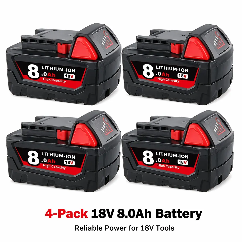 4-Pack M18 18V 9.0Ah Lithium Power Tool Batteries, Upgraded Replacement for Milwaukee M18B9 M18B6, Compatible with M18 Series 48-11-2460 Cordless Drill Impact Driver