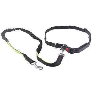 Stretch nylon dog running leash - Neon