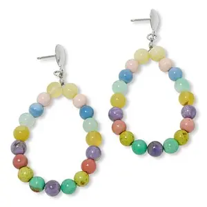 Mine Finds by Jay King Rainbow Multi-Opal Bead Loop Drop Earrings