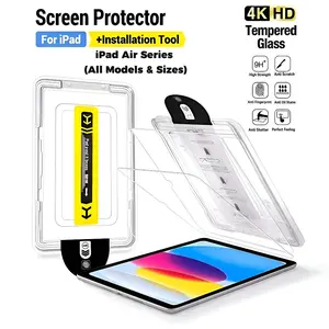 Apple iPad Air Series (All Models & Sizes)Tempered Glass Screen Protector - Auto-Align Tool + Dust-Free Kit, 9H Hardness, Scratch/Fingerprint Resistant, Full-Screen HD Bubble-Free Tablet Protector