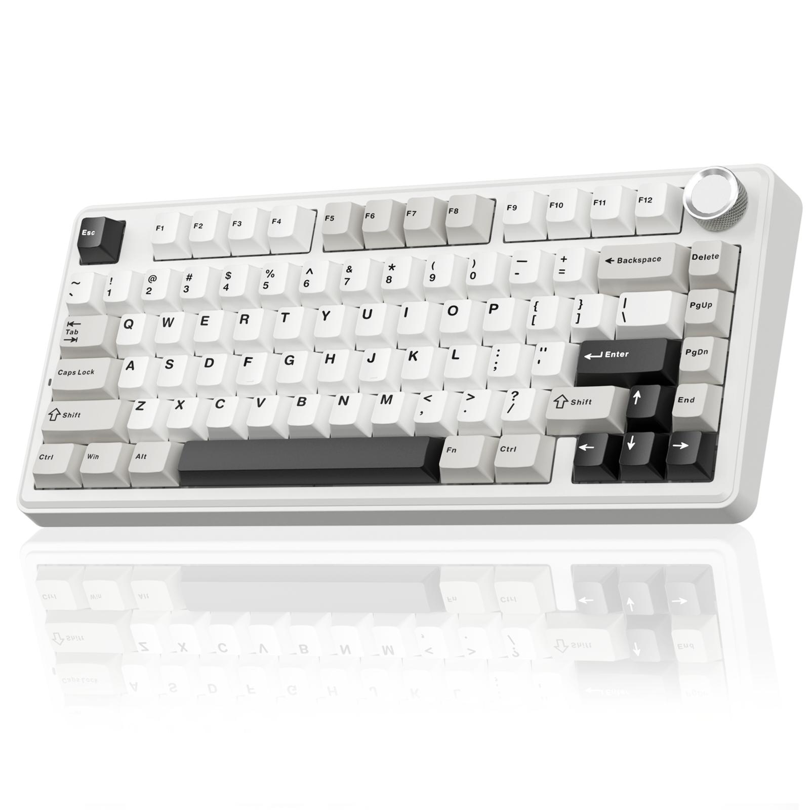 SOLAKAKA A75 75% Wireless Mechanical Keyboard – Hot-swappable RGB gaming keyboard with a sealed design, smooth feel, PBT keycaps, and rotary controls. A creamy keyboard suitable for PC/Mac gaming devices.