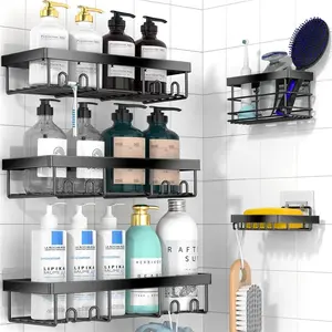 5 Pack Adhesive Shower Caddy Organizer Shelves Rack Corner Bathroom Storage, Home & Kitchen Decor