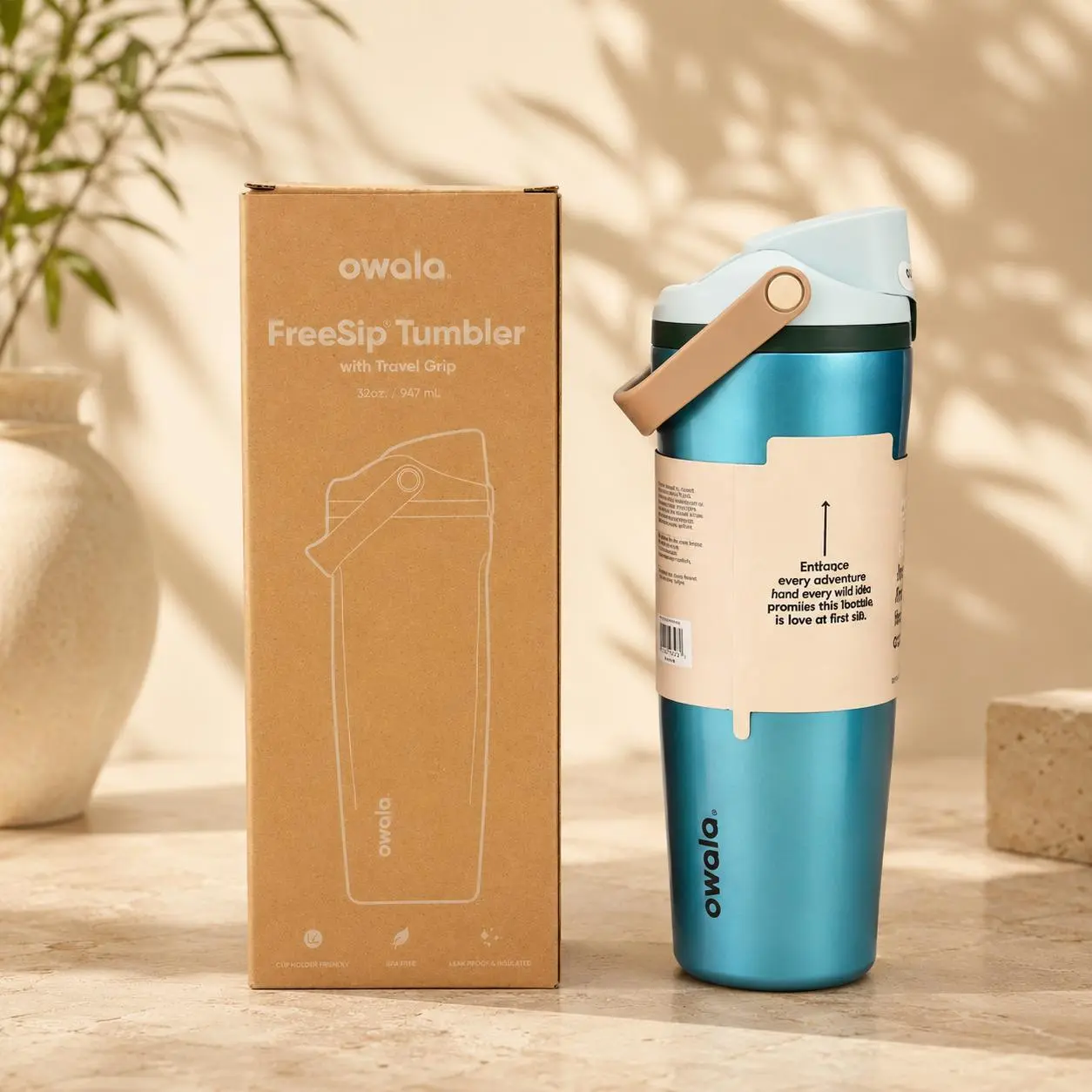Owala FreeSip Tumbler 30oz Insulated Stainless Steel Travel Cup with Handle, Perfect for Running Gym and School