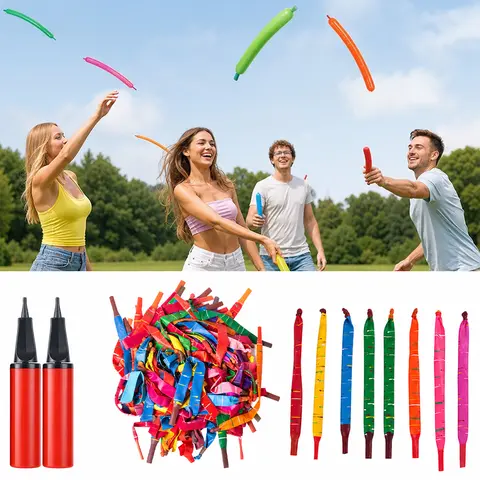 100pcs Mix Colorful Rocket-Shaped Balloons with 2 Filling Pumps, Party Decoration Supplies for Birthday, Christmas Celebrations, Filling Pump