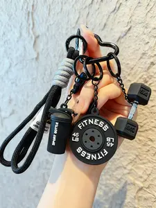 Creative DIY Sport Style Fitness Barbell Keychain Pendant, Women Couple Miu Bag Charm, Key Chain Accessory, Keychain For Bags, Fashionable and Functional